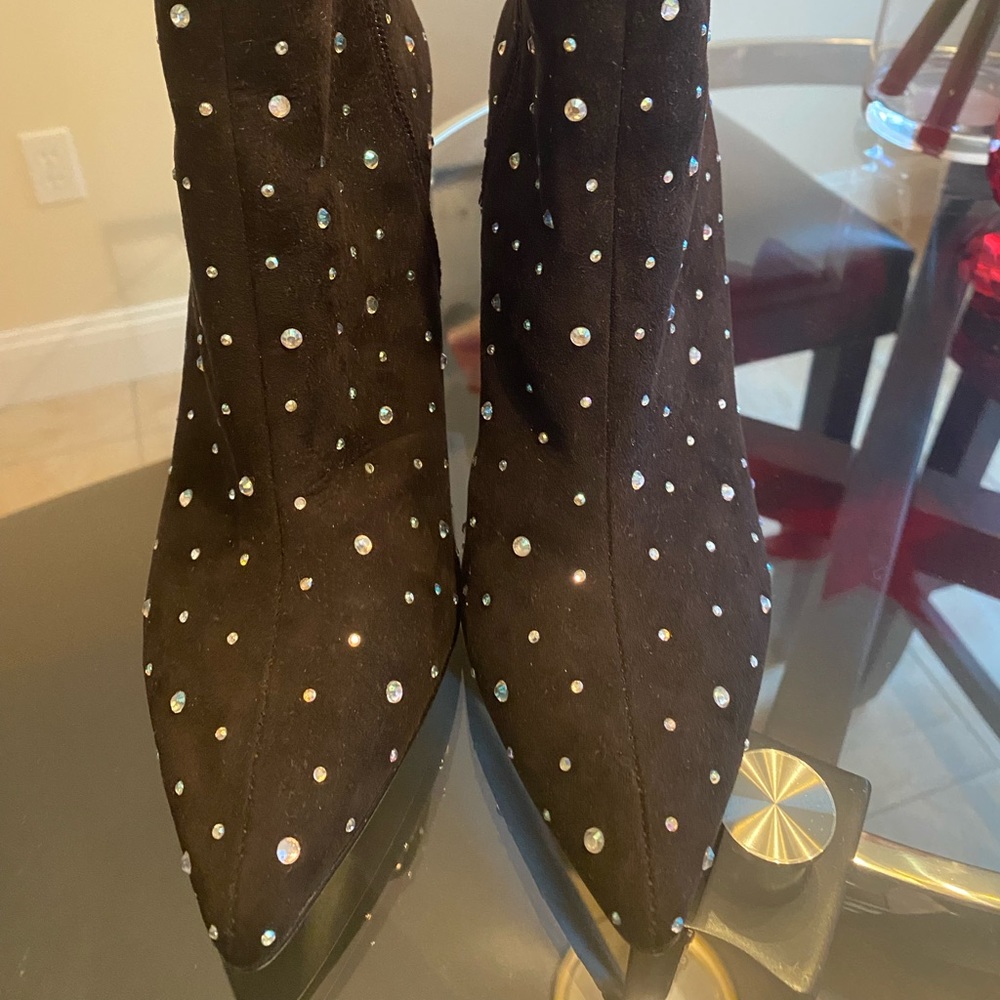 Black rhinestone ankle boot brand new